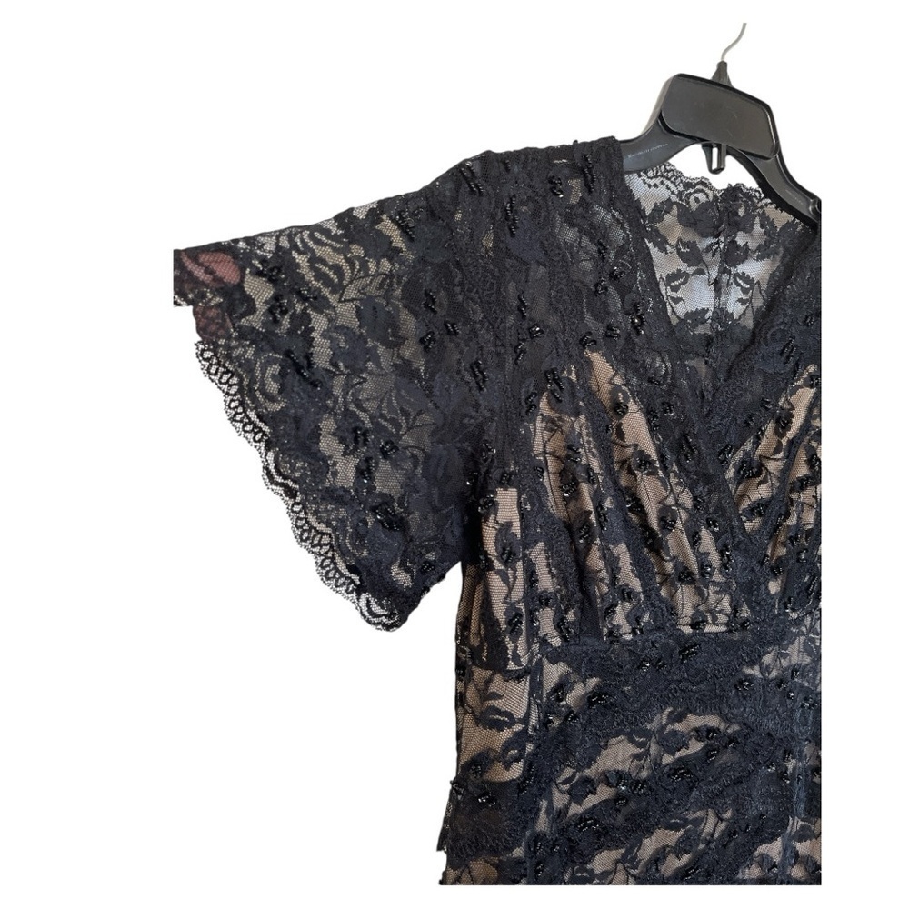 Marina black lace cocktail dress size 14W EUC - Picture 2 of 7